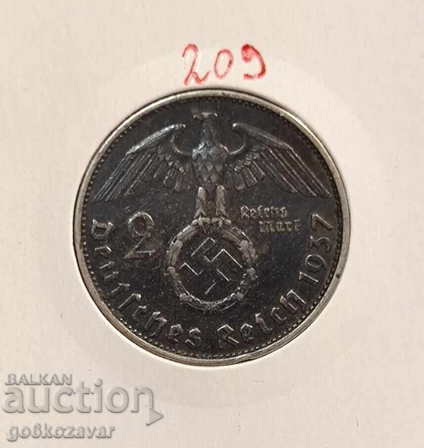 Germany Third Reich 2 Marks 1937 Silver!