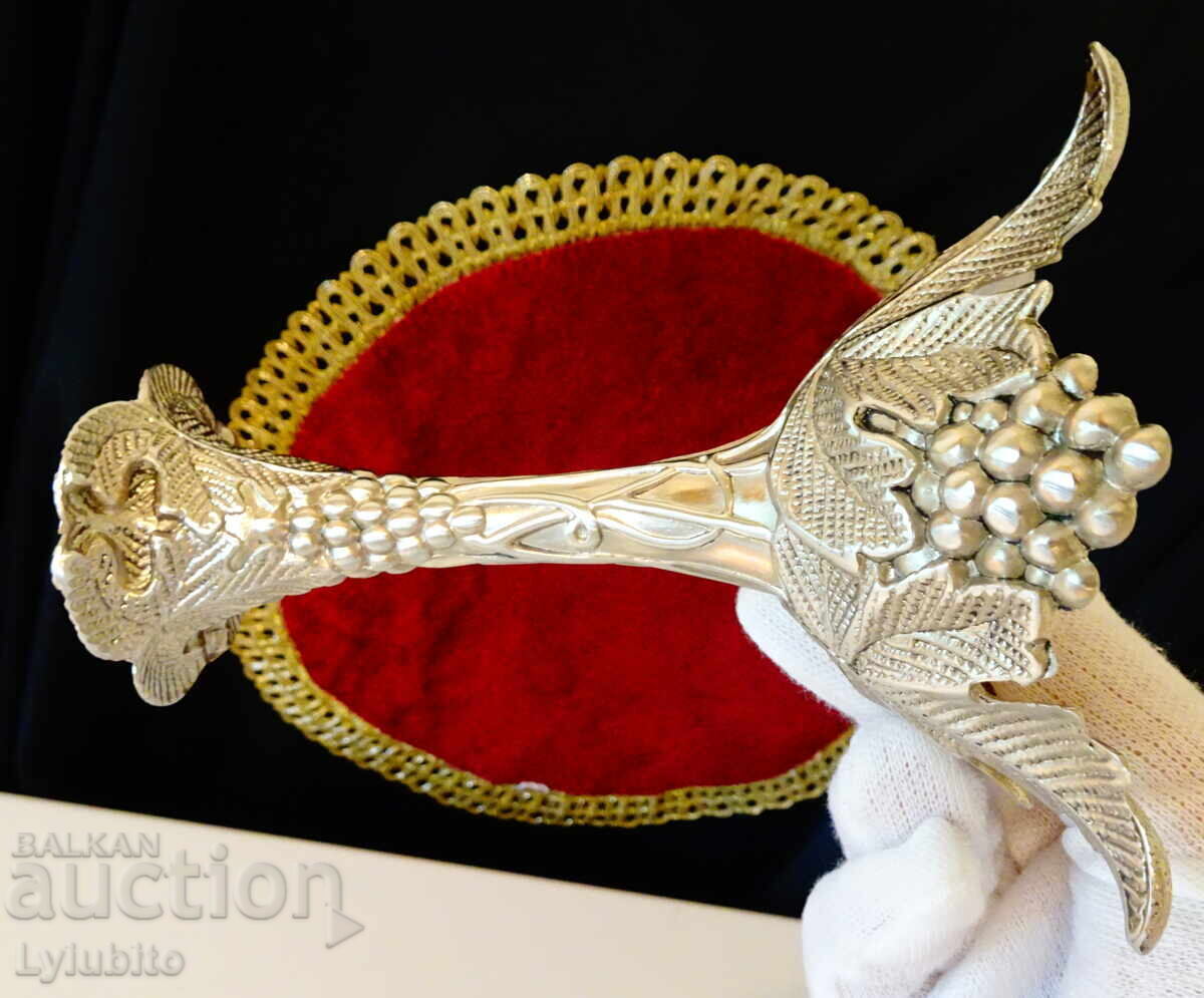 Ασημένιο κηροπήγιο με αμπέλια και σταφύλια, με σήμανση - 5