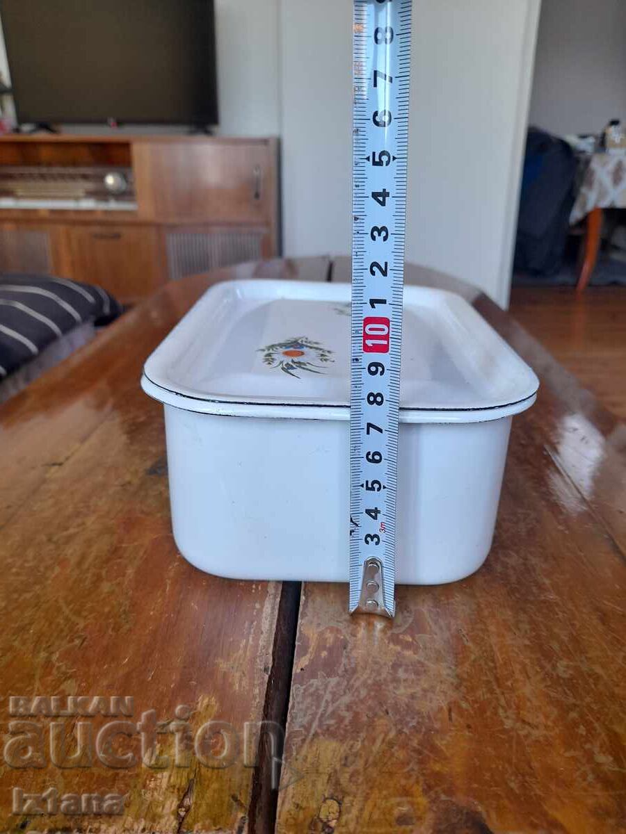 Old enamel food box with price 42.00 BGN | € 21.47