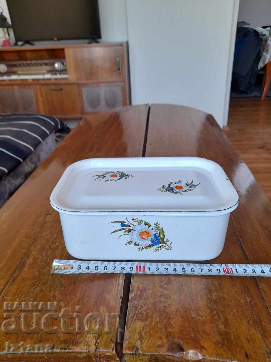 Auction  Old enamel food box