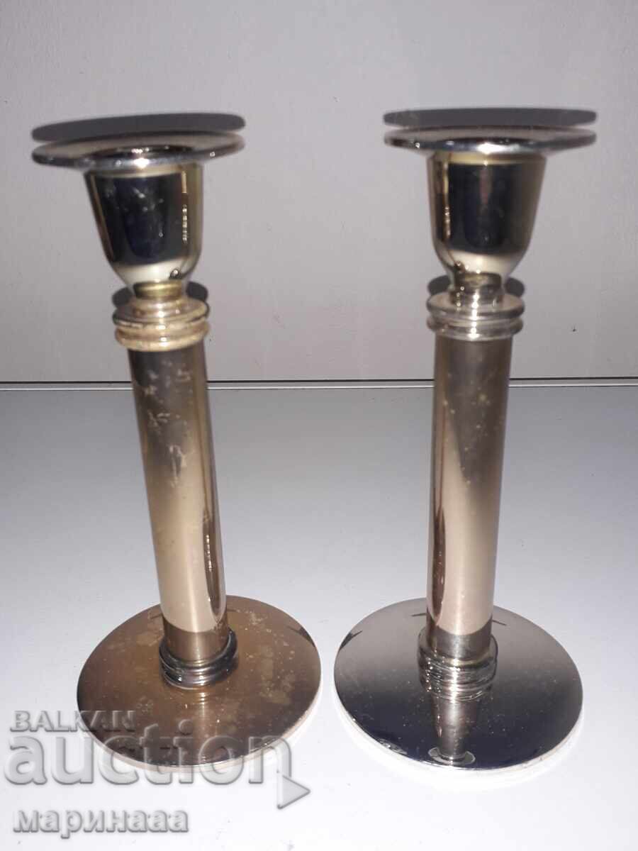 CANDLESTICKS. SILVER-PLATED ZAMAK CANDLESTICKS. SILVER-PLATED ZAMAK