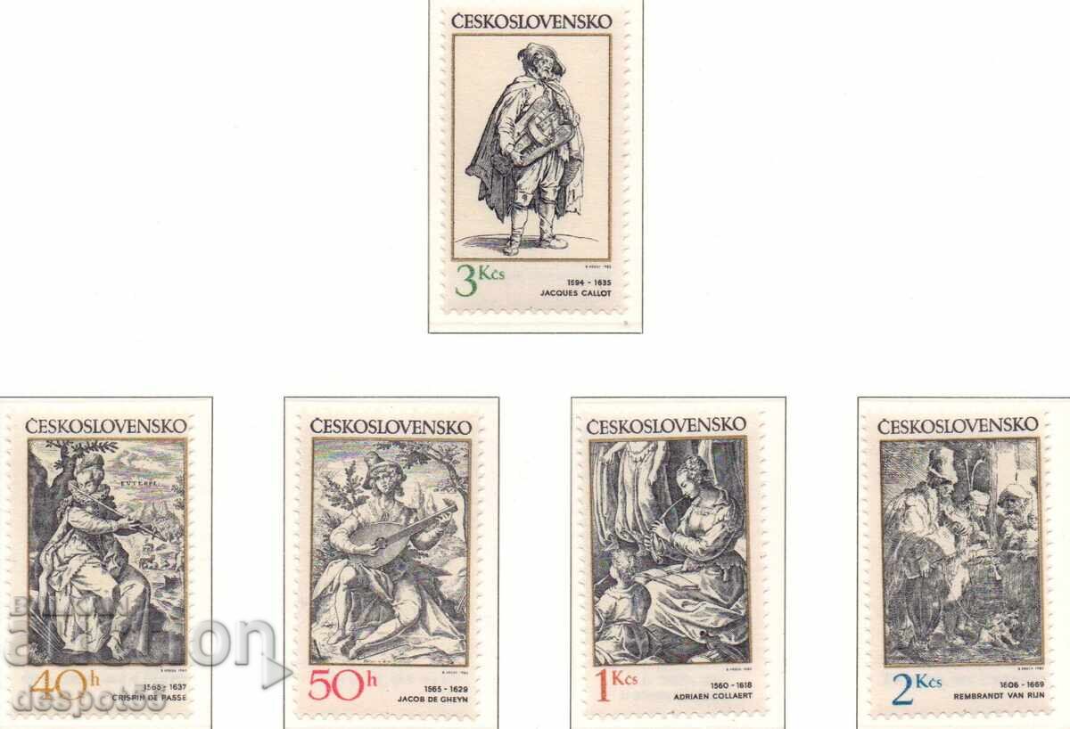 1982. Τσεχοσλοβακία. Χαρακτικά με μουσικό θέμα