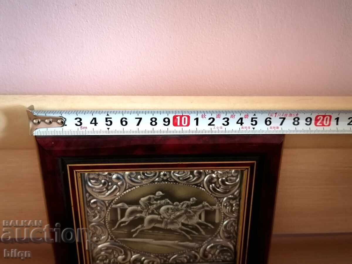 Amazing Silver-Plated Italian Panel - Horse Race - 7 Amazing Silver-Plated Italian Panel - Horse Race - 7