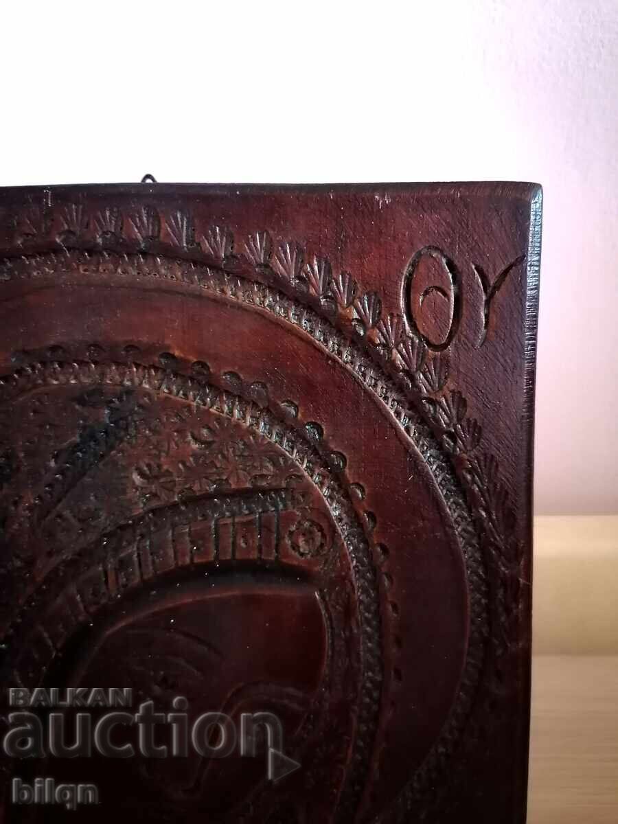 Licitație Icoană Veche din Lemn, Superbă - Sculptură în Lemn