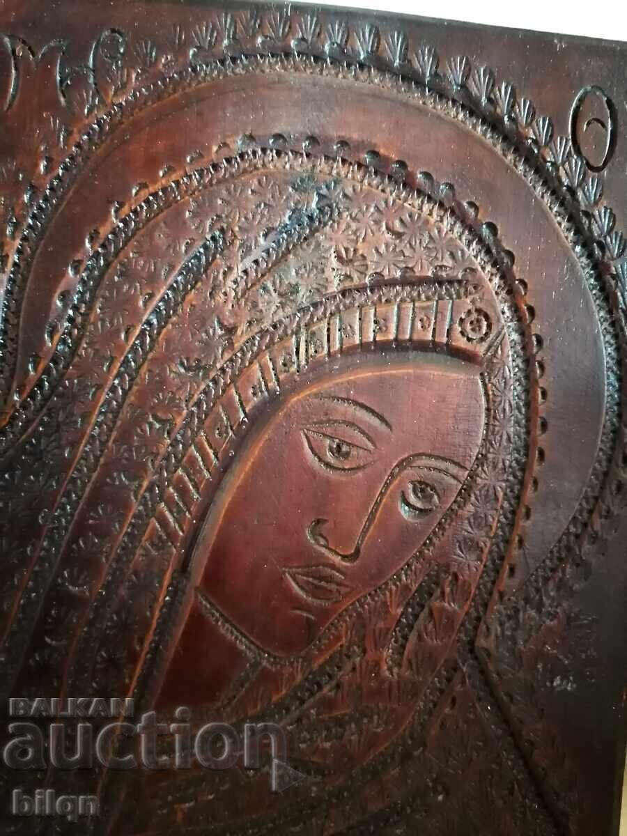 Livrarea Icoană Veche din Lemn, Superbă - Sculptură în Lemn