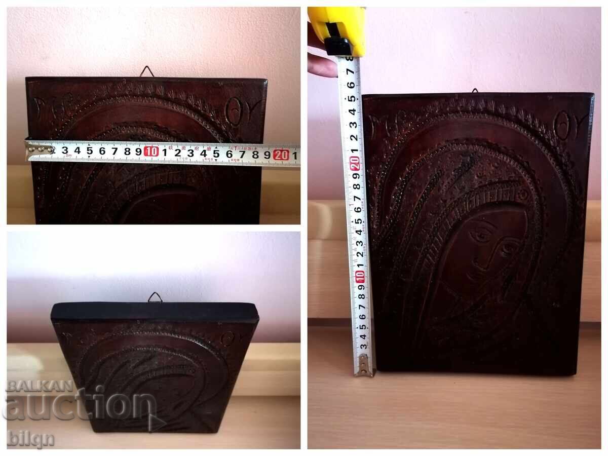 Icoană Veche din Lemn, Superbă - Sculptură în Lemn - 7