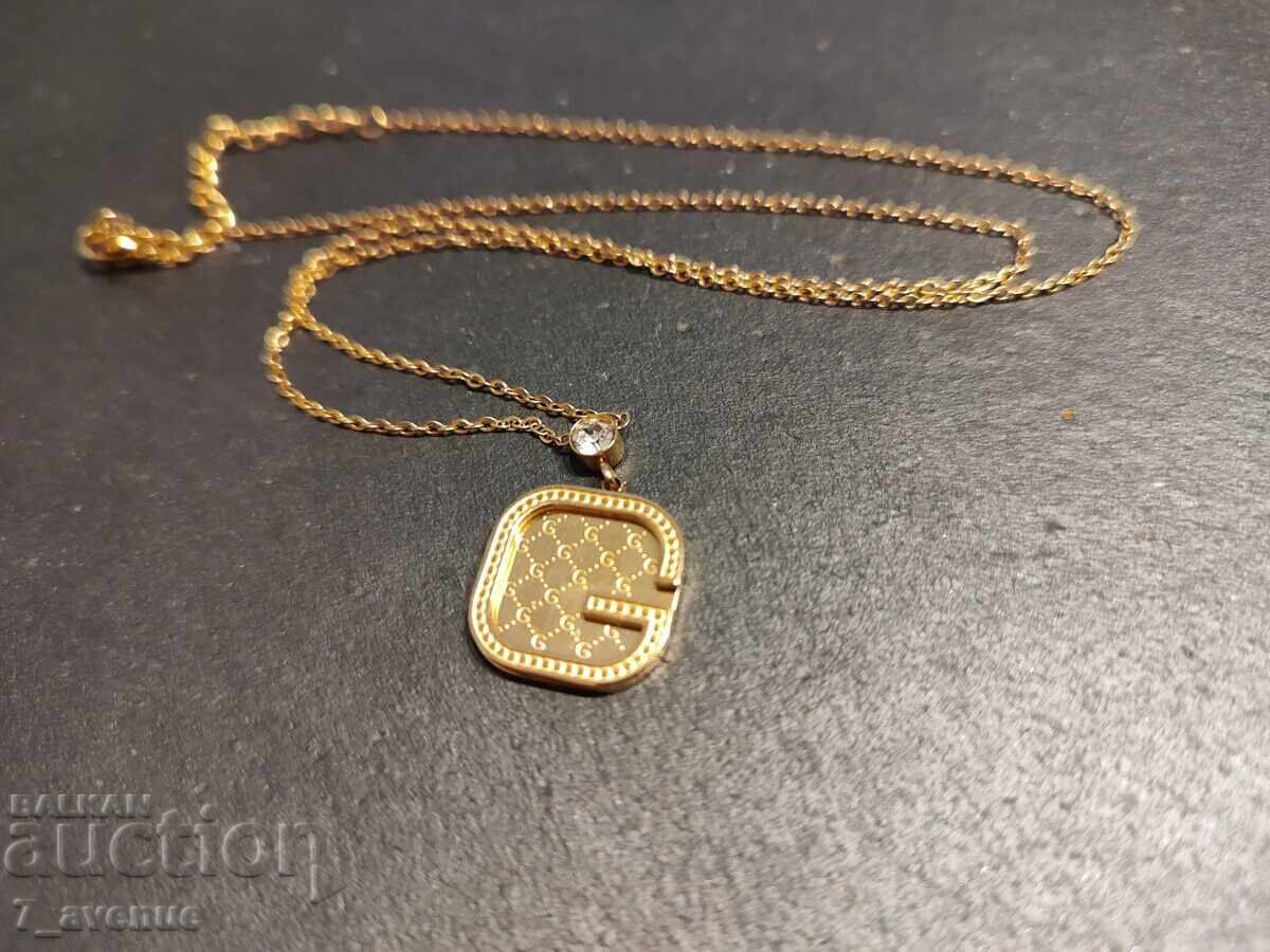 Auction Necklace, gold plated, pendant, letter G, G 9.03.2025 Auction Necklace, gold plated, pendant, letter G, G 9.03.2025