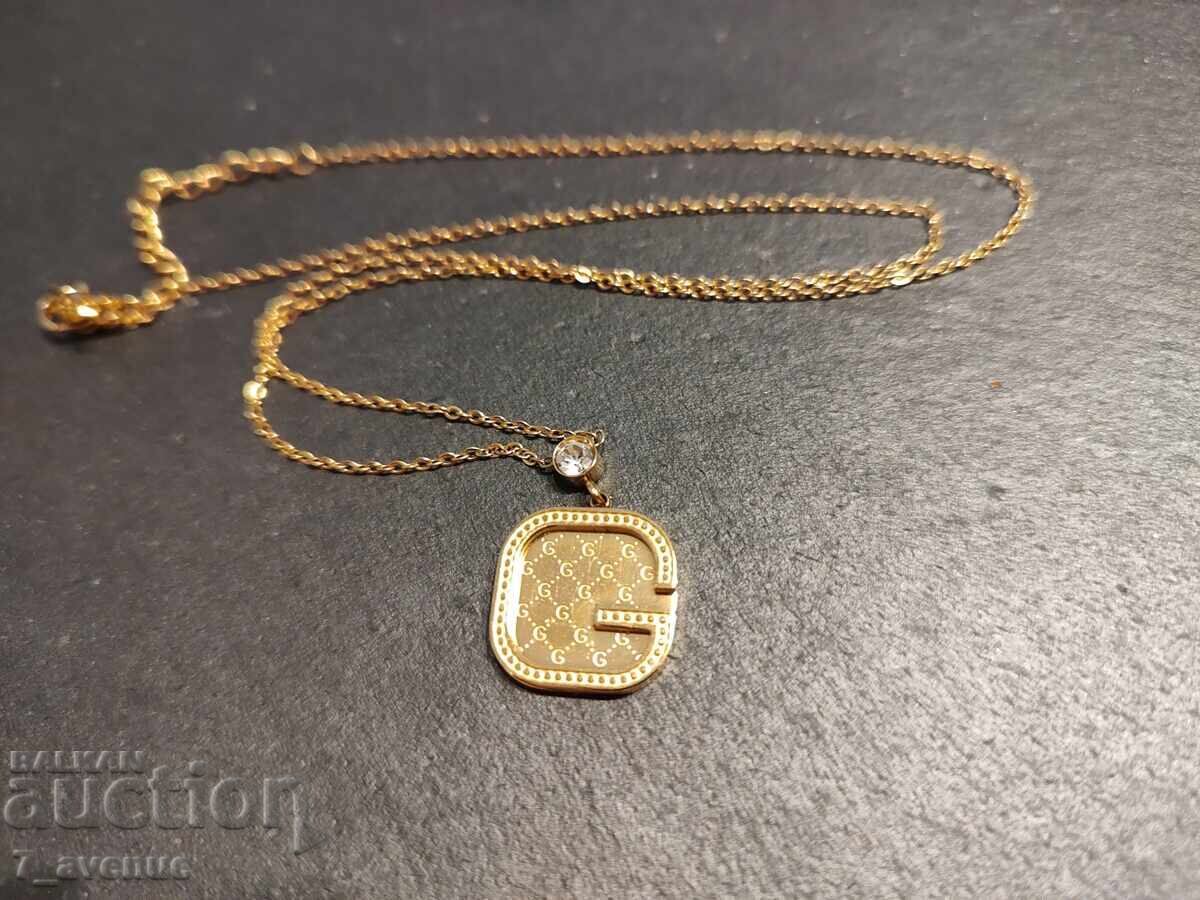 Necklace, gold plated, pendant, letter G, G 9.03.2025 Necklace, gold plated, pendant, letter G, G 9.03.2025