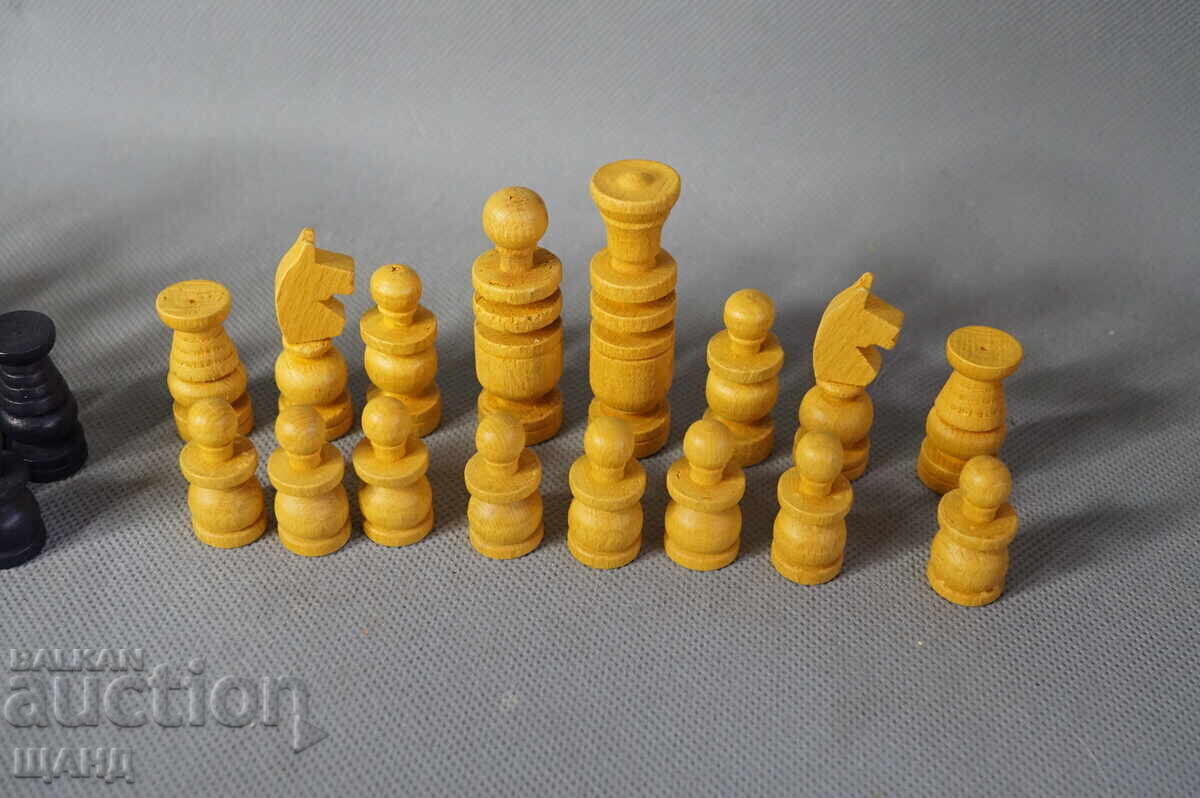 Old wooden chess pieces with box with price 15.00 BGN | € 7.67 Old wooden chess pieces with box with price 15.00 BGN | € 7.67