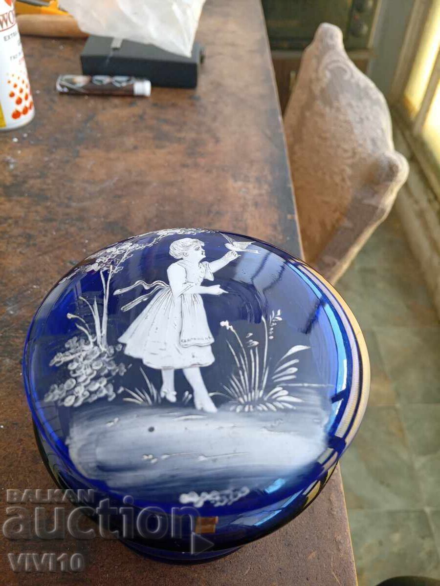 Antique jewelry box, bronze, gold plating, enamel