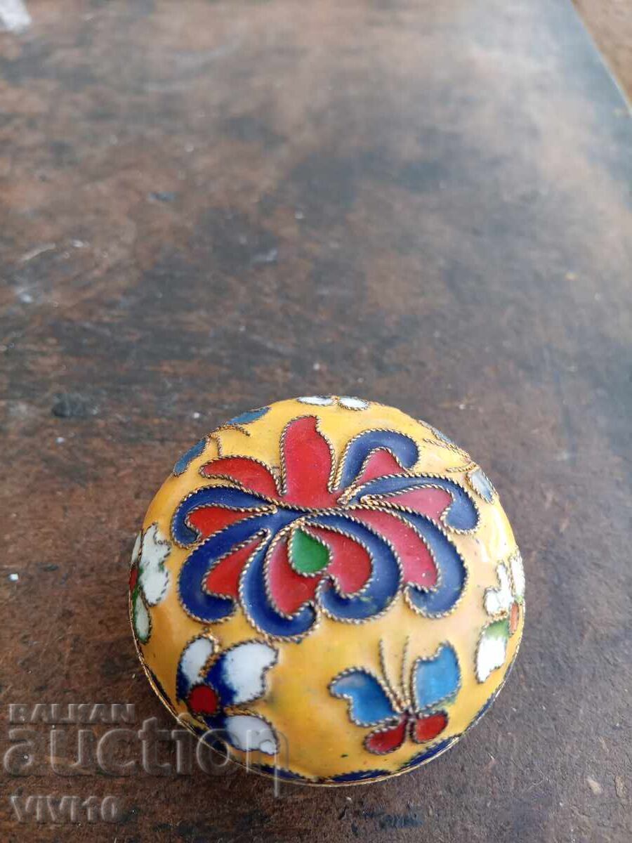 Antique jewelry box, bronze, gilding, cloisonné