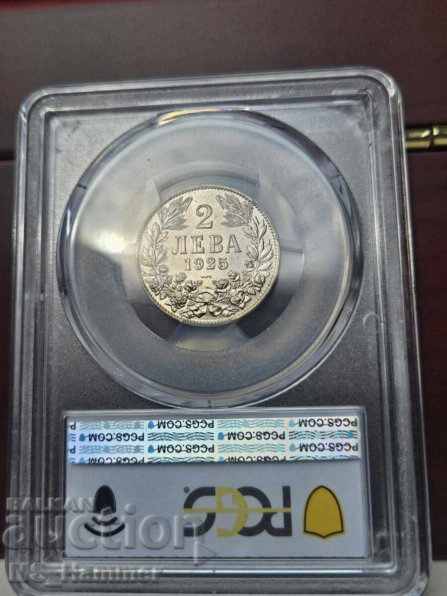 Auction  2 Leva 1925 MS66 Poissy PCGS
