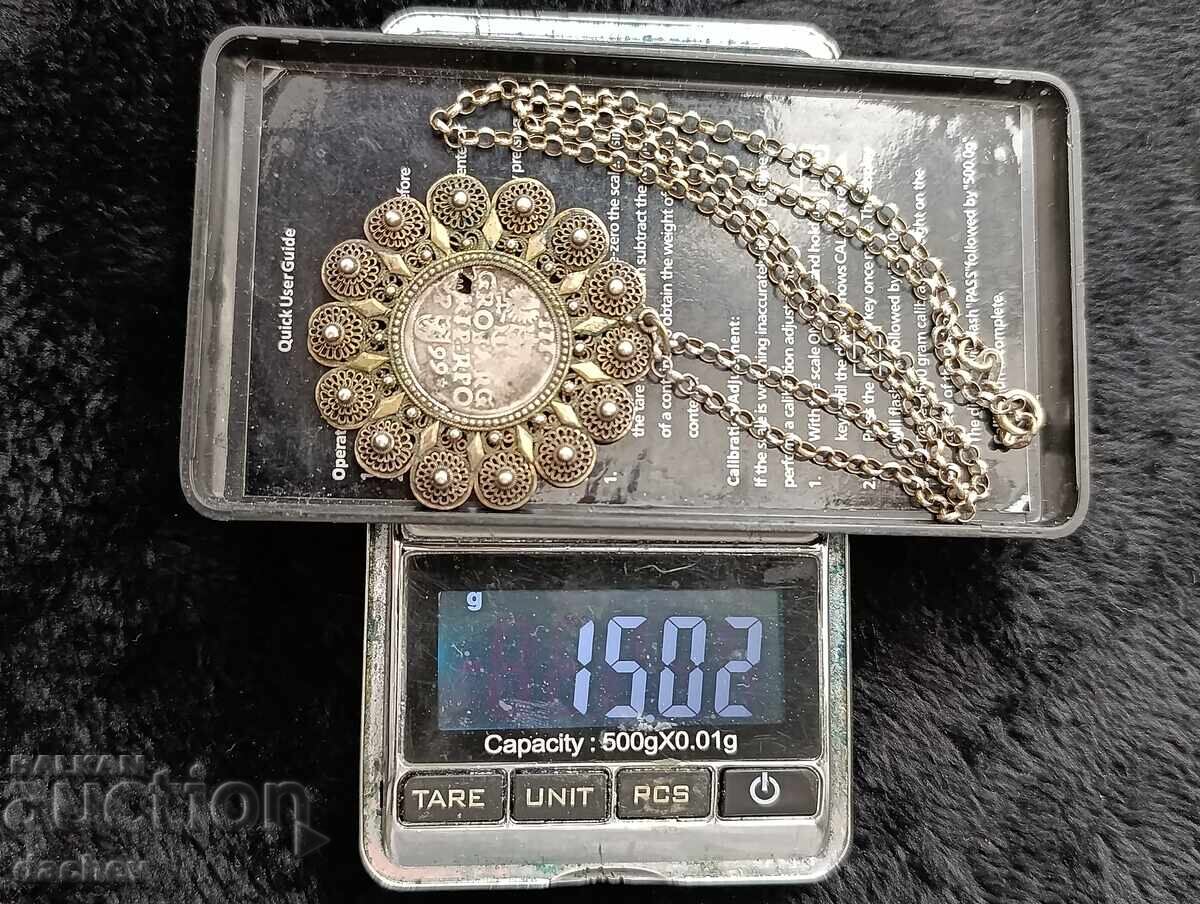 Renaissance Silver Filigree Gilt Medallion Costume Jewelry - 5 Renaissance Silver Filigree Gilt Medallion Costume Jewelry - 5