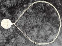 Ασημένιο μενταγιόν παλαιού πορτοφολιού με διπλό φυλαχτό, κόσμημα παραδοσιακής φορεσιάς