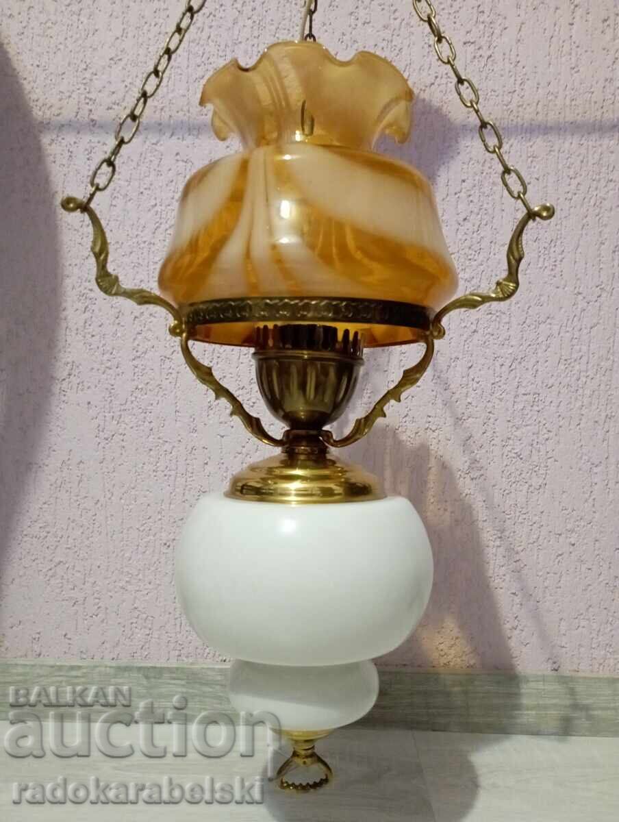 Auction  Antique Baroque chandelier with a glass lampshade