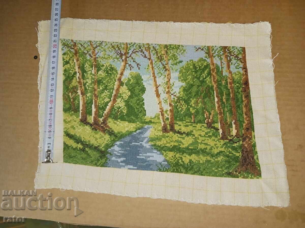 Vechi goblen cusut manual PĂDURE DE MESTEACĂN cu preț € 25.99 | 50.83 BGN