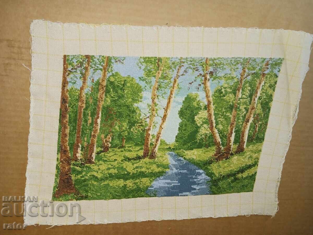 Vechi goblen cusut manual PĂDURE DE MESTEACĂN - 7