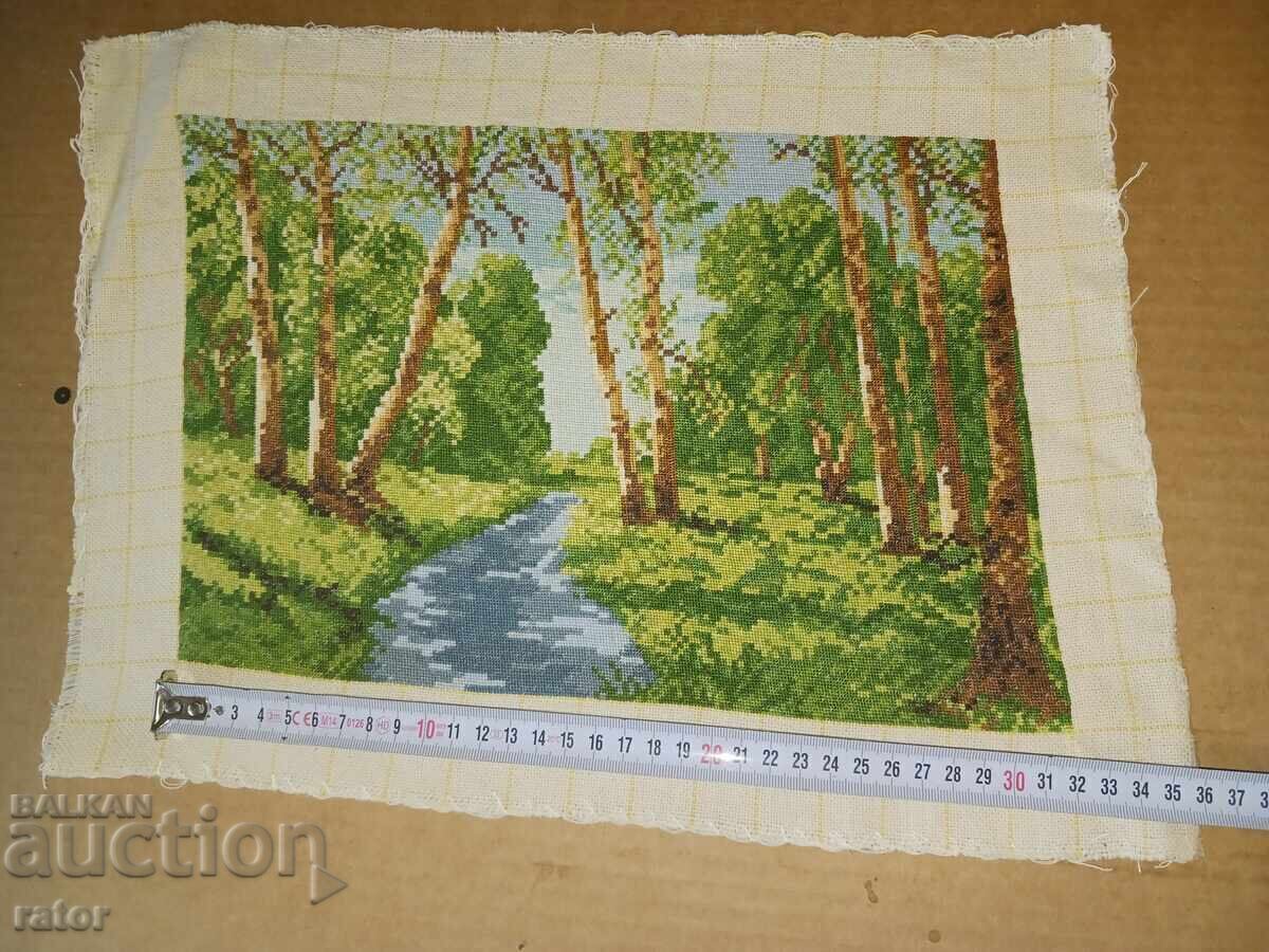 Vechi goblen cusut manual PĂDURE DE MESTEACĂN