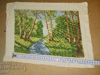 Old hand-stitched tapestry BIRCH FOREST