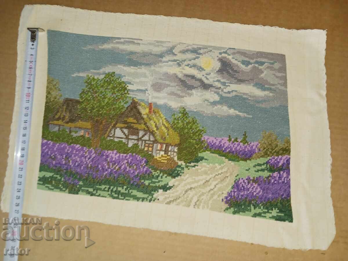 Old hand-stitched tapestry SILVER NIGHT / IRISES with price 75.00 BGN | € 38.35