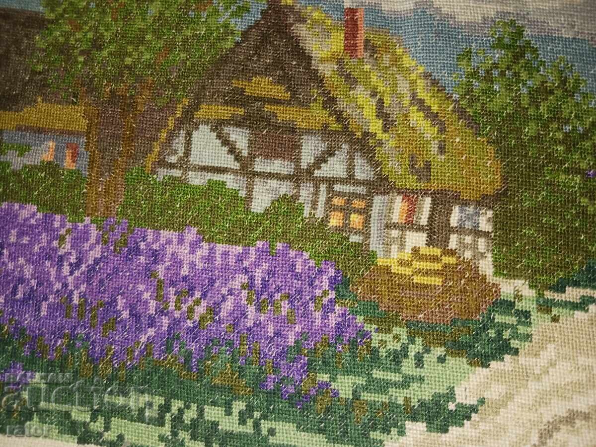 Delivery of Old hand-stitched tapestry SILVER NIGHT / IRISES