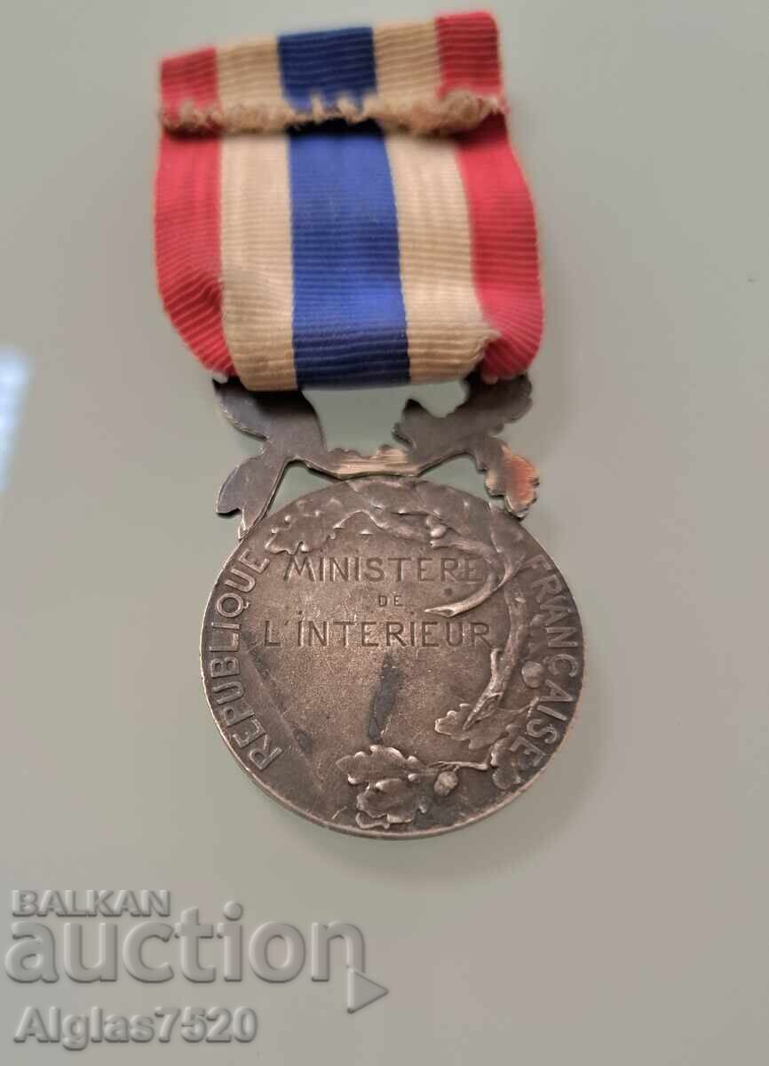 Παράδοση Γαλλικό ασημένιο αστυνομικό μετάλλιο Παράδοση Γαλλικό ασημένιο αστυνομικό μετάλλιο