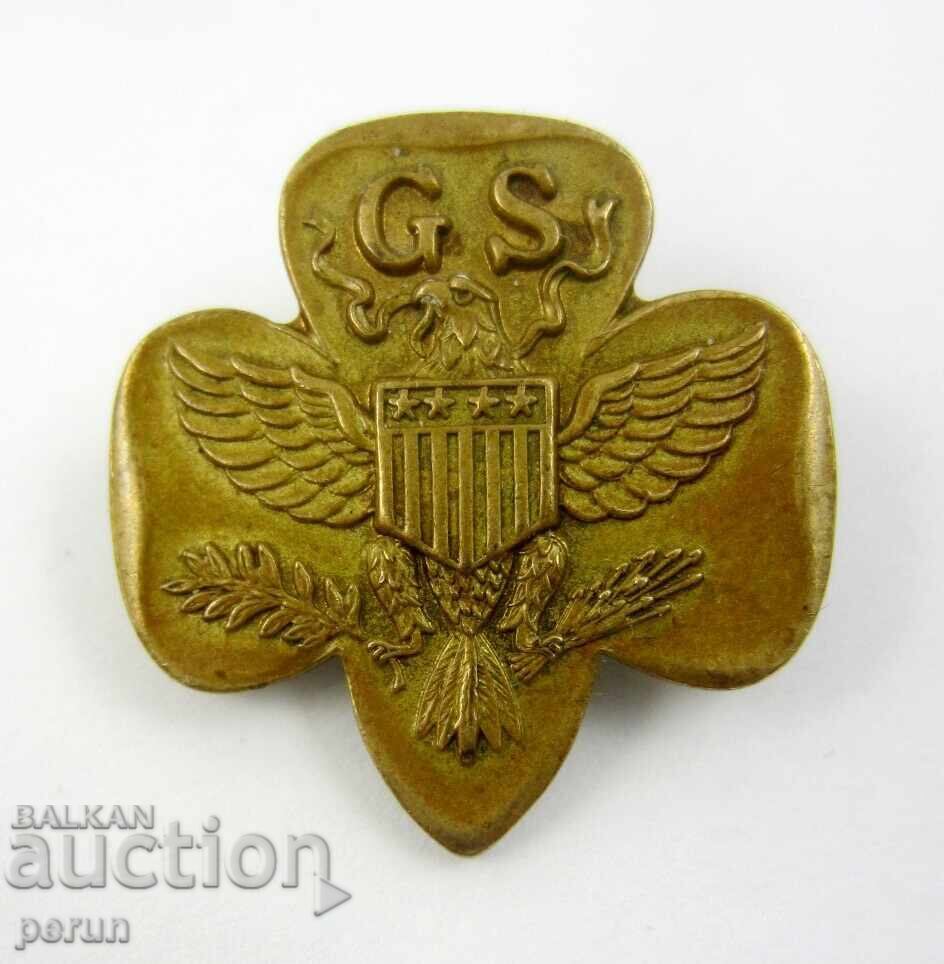 Auction American Scout Badge - Old Badge - Bronze - US Eagle Auction American Scout Badge - Old Badge - Bronze - US Eagle