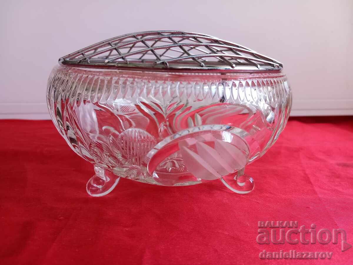 Crystal Glass, Footed Dish, VASE Crystal Glass, Footed Dish, VASE