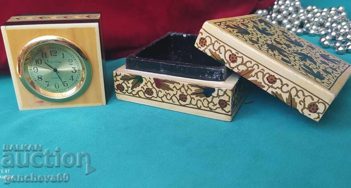 Auction Retro table clock in beautiful boxes Auction Retro table clock in beautiful boxes