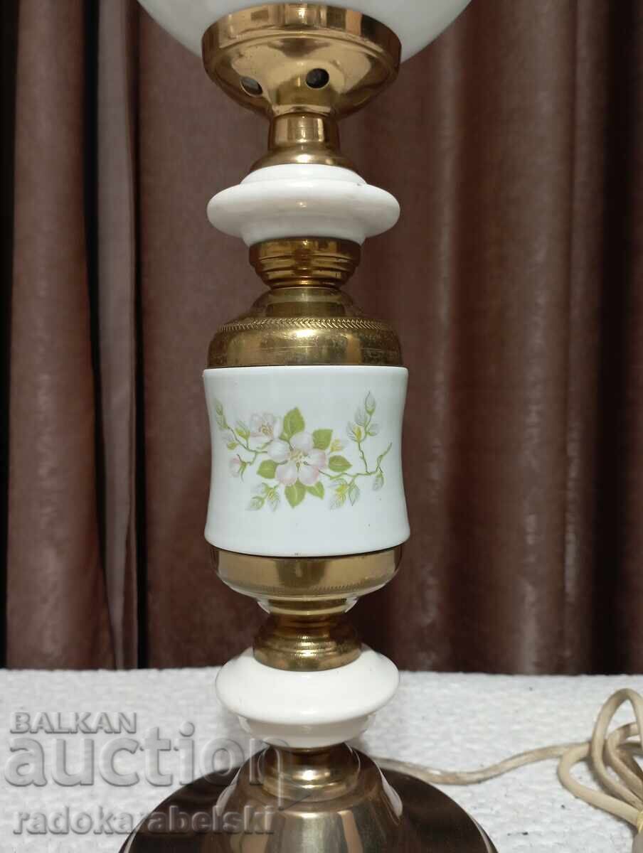 Delivery of Set of two antique porcelain lamps with white globes Delivery of Set of two antique porcelain lamps with white globes