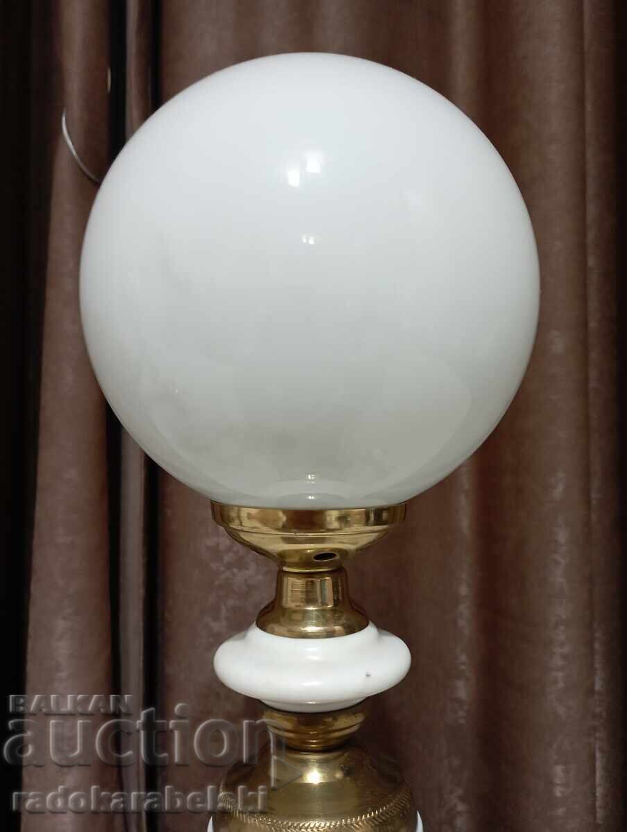 Set of two antique porcelain lamps with white globes - 5 Set of two antique porcelain lamps with white globes - 5
