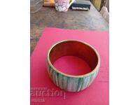 Antique bracelet of green mother-of-pearl and bronze