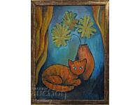 Compoziție naivă, natură statică ulei pe pânză