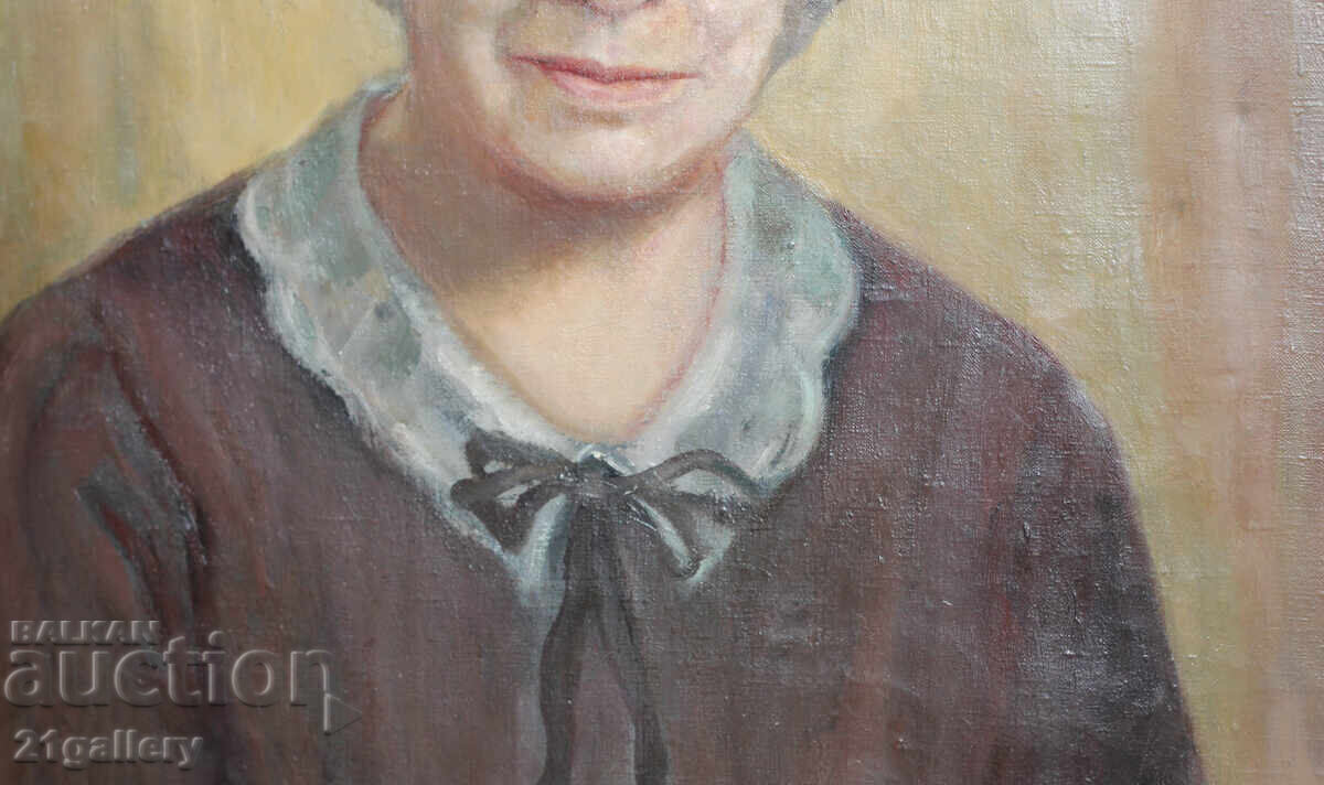 Old oil painting, female portrait - 6