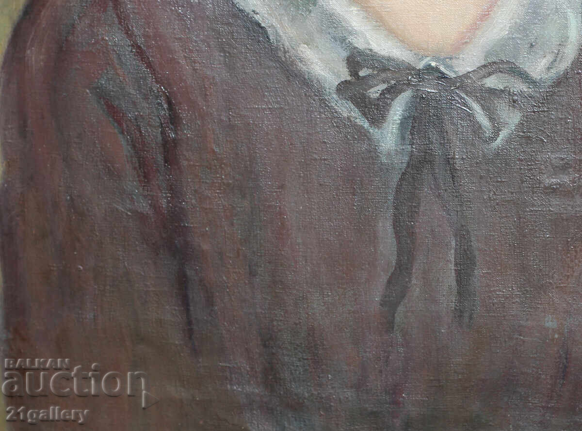 Old oil painting, female portrait - 7