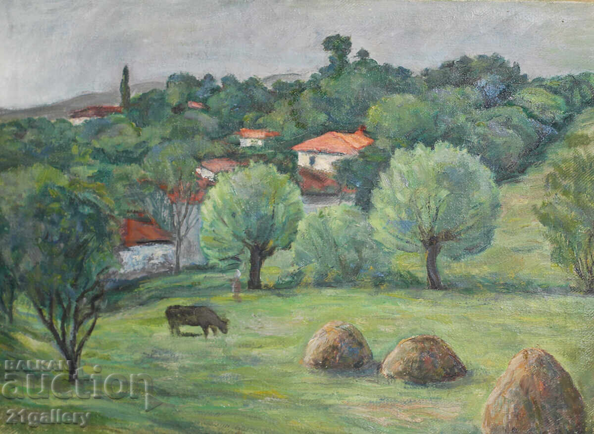 Доставка на Селски пейзаж, стара картина маслени бои Доставка на Селски пейзаж, стара картина маслени бои