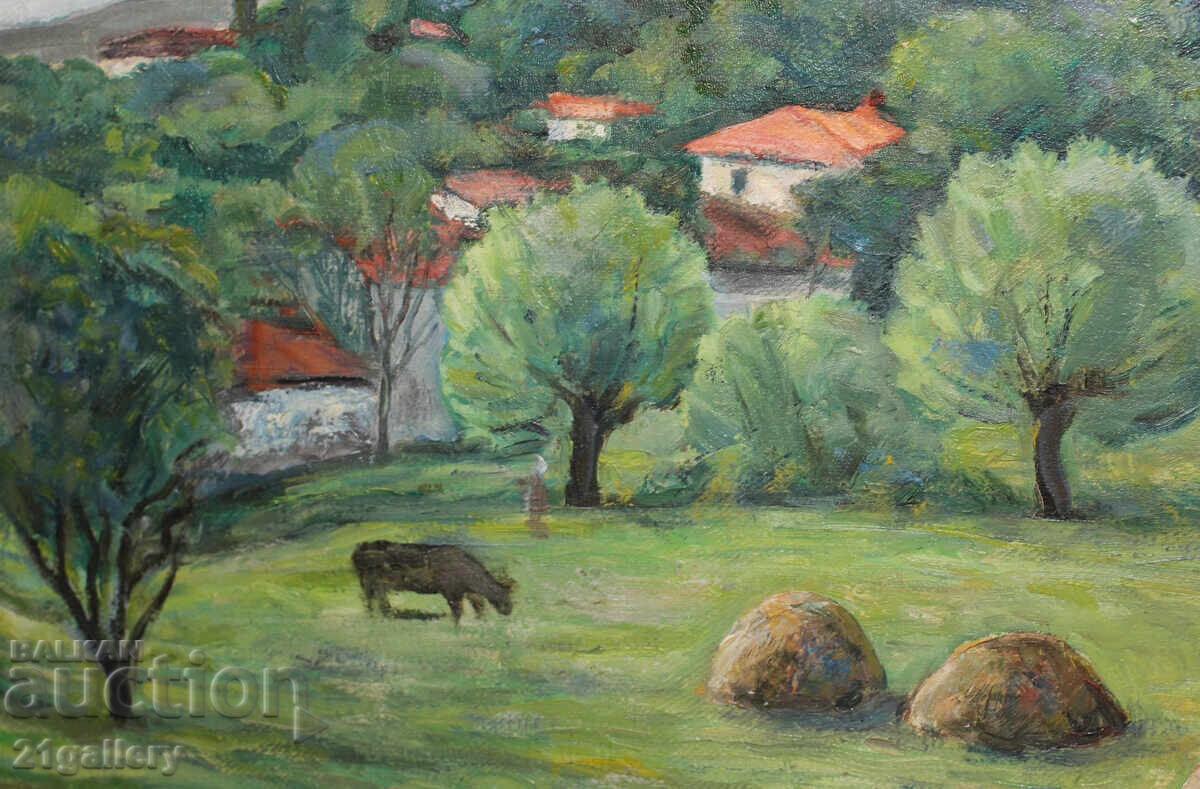 Селски пейзаж, стара картина маслени бои - 6 Селски пейзаж, стара картина маслени бои - 6