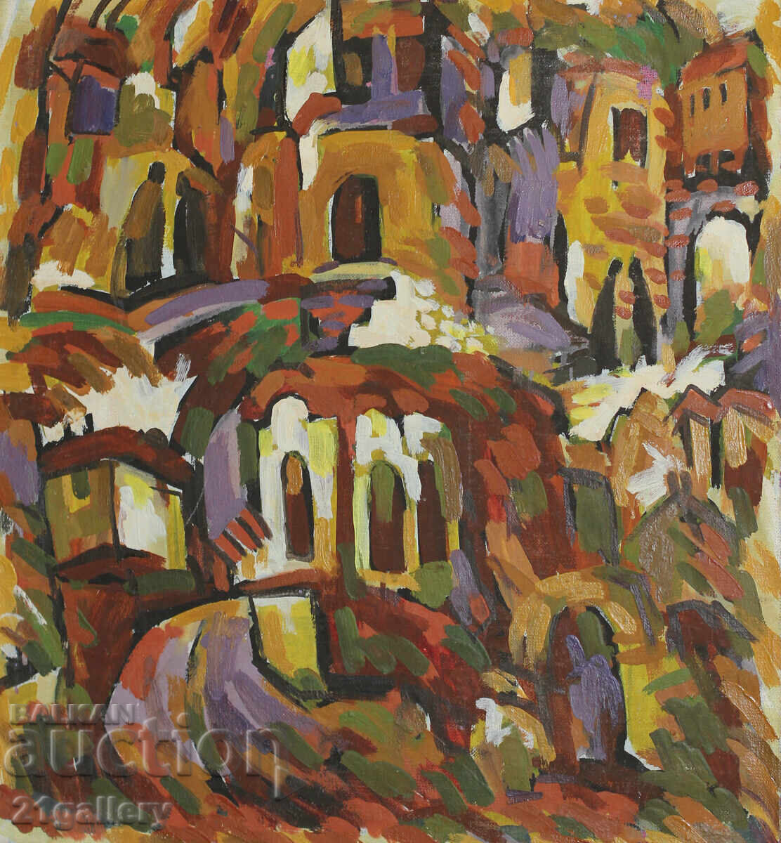 Михаил Минков, градски пейзаж , маслени бои 1996 с цена 500.00 лв. | € 255.65