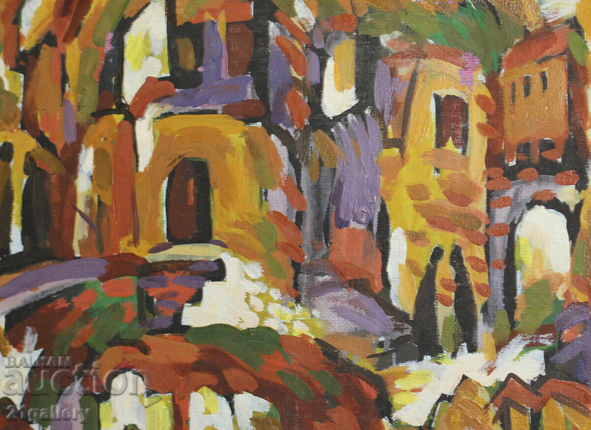 Доставка на Михаил Минков, градски пейзаж , маслени бои 1996