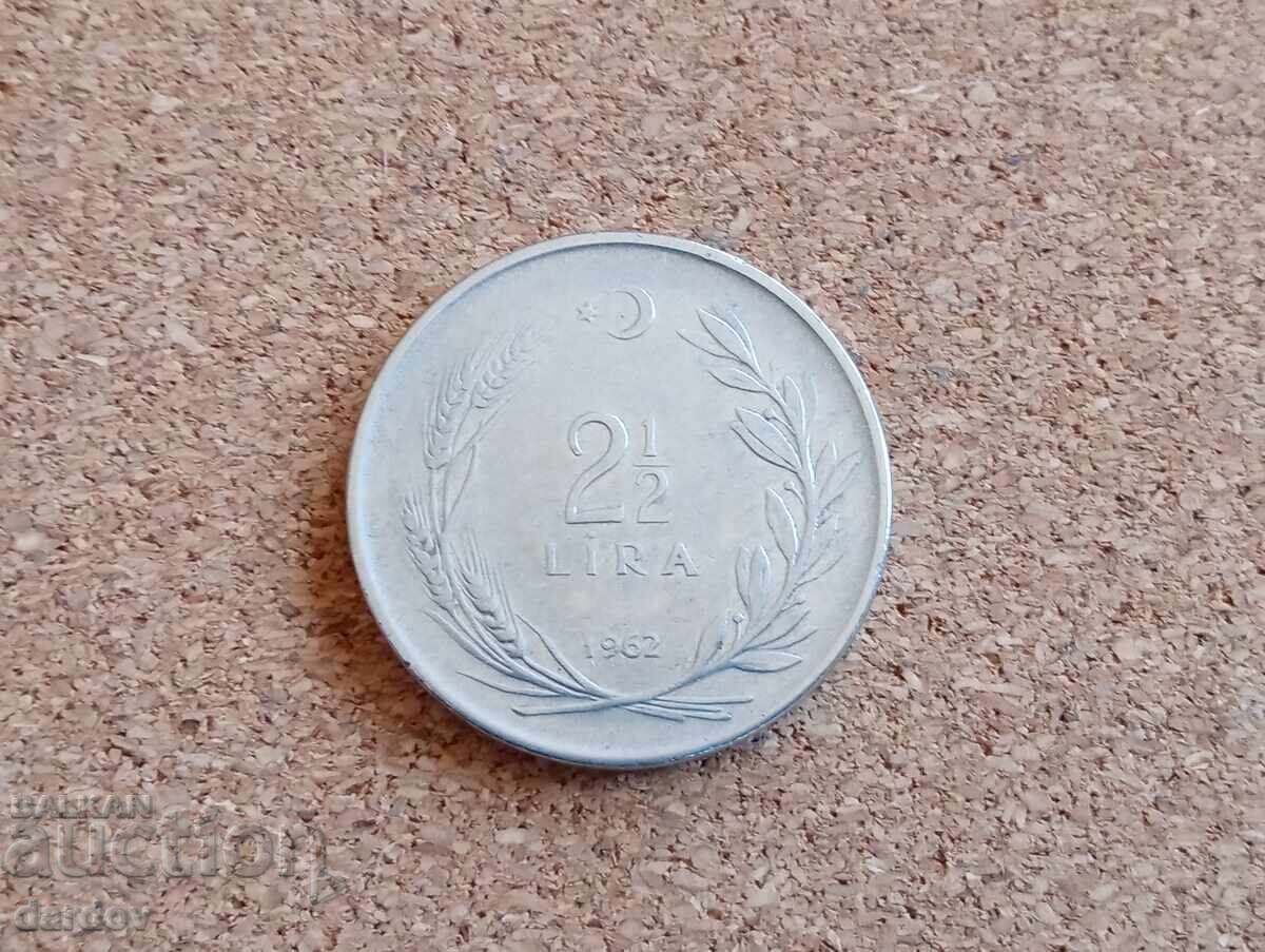 Turkey 2.1/2 Lira 1962 Turkey 2.1/2 Lira 1962