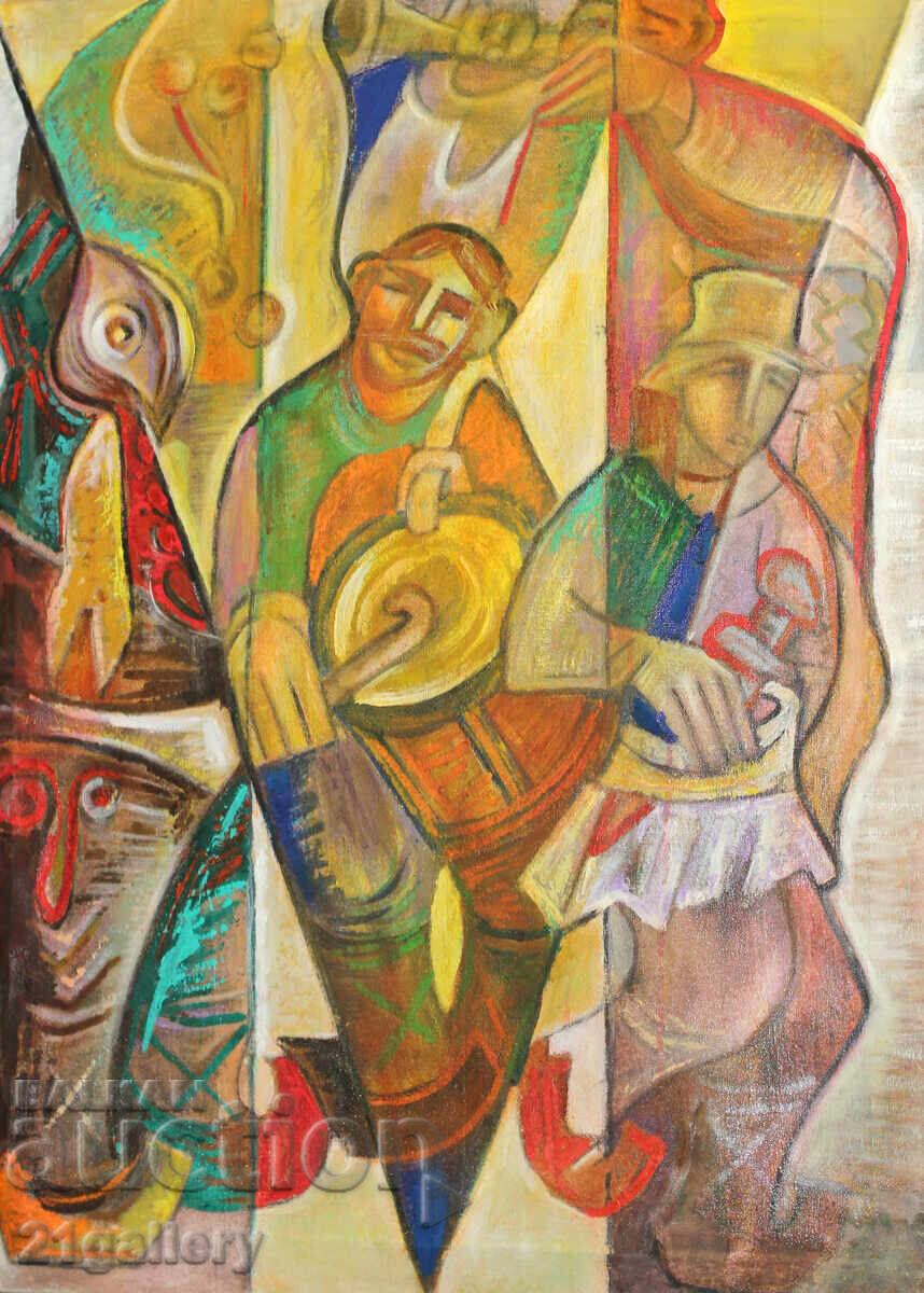 Абстрактна фигурална композиция, маслени бои с цена 1200.00 лв. | € 613.55