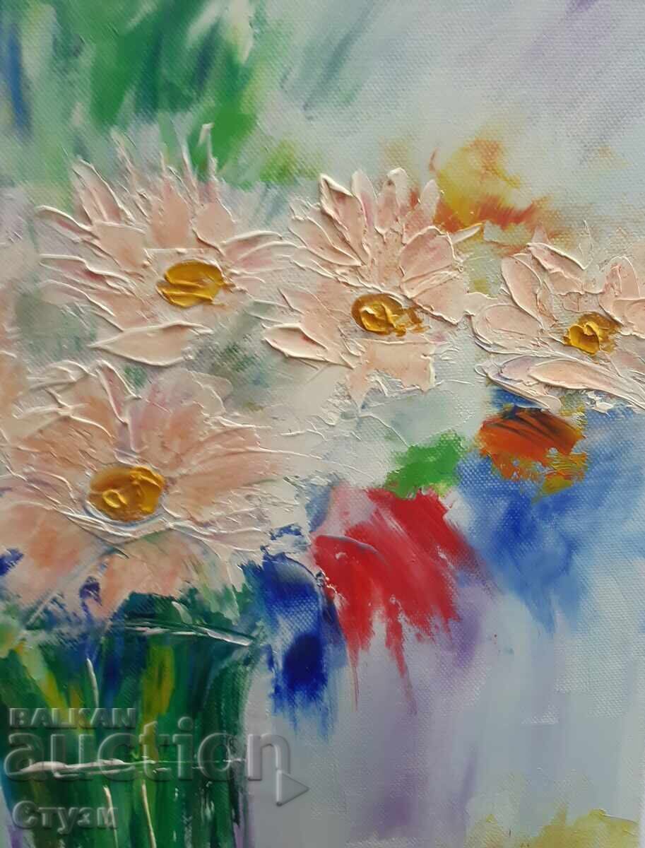 Licitație Tablou "Vază cu flori" 2, vopsele acrilice, 46x38 cm