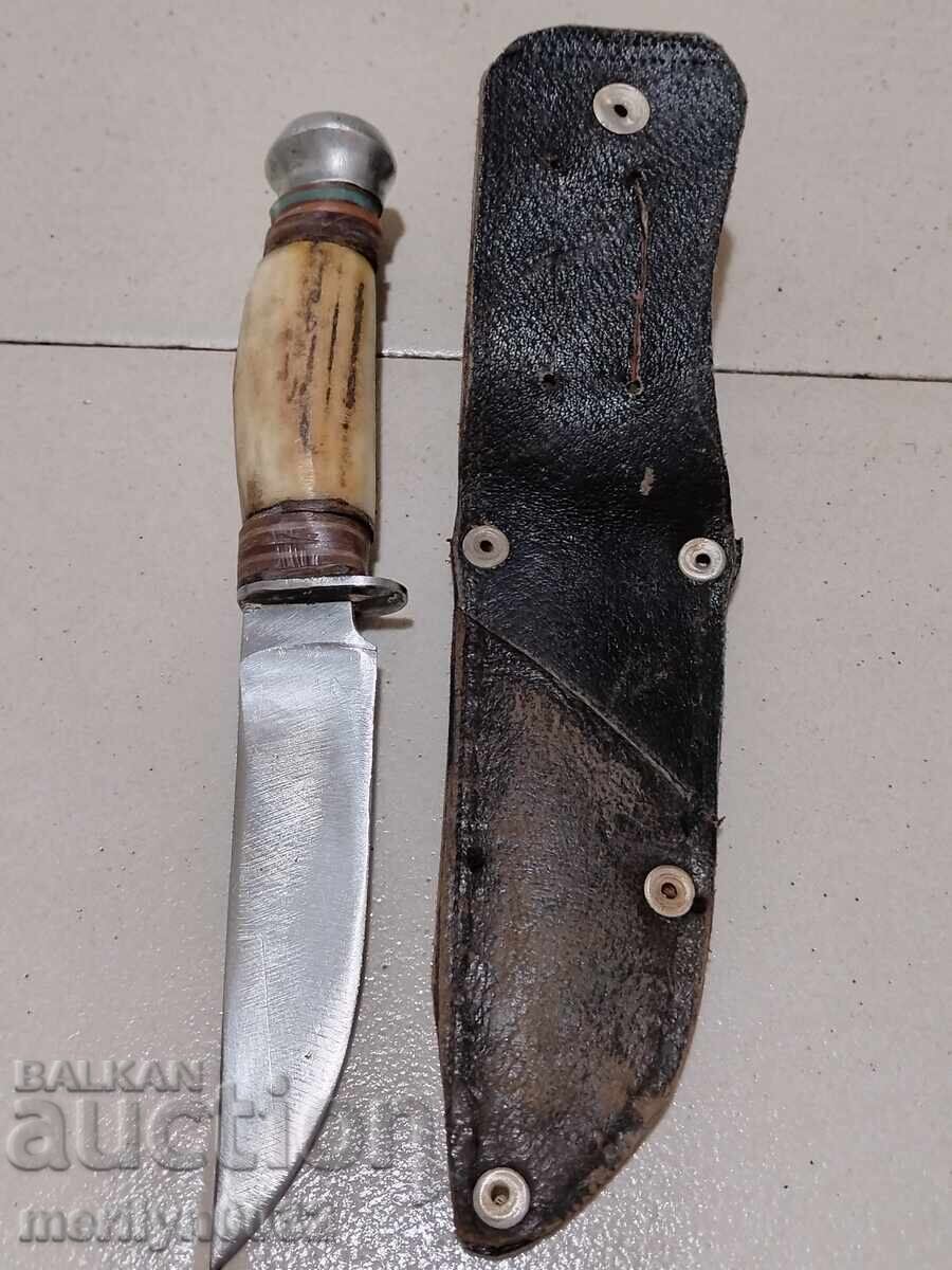 German hunting knife with sheath and stag horn handle - 6 German hunting knife with sheath and stag horn handle - 6