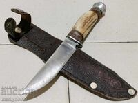 German hunting knife with sheath and stag horn handle
