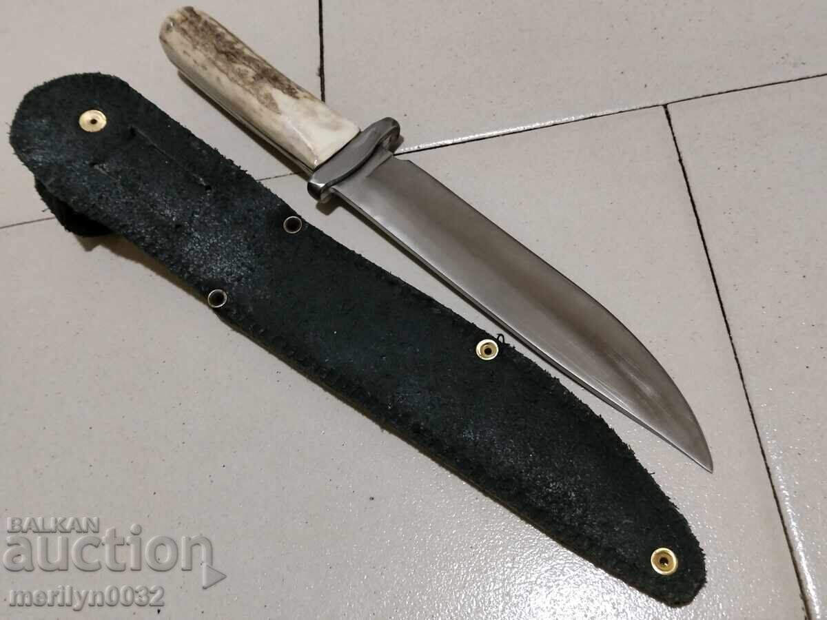 Hunting knife with handle and deer antler handle - 6