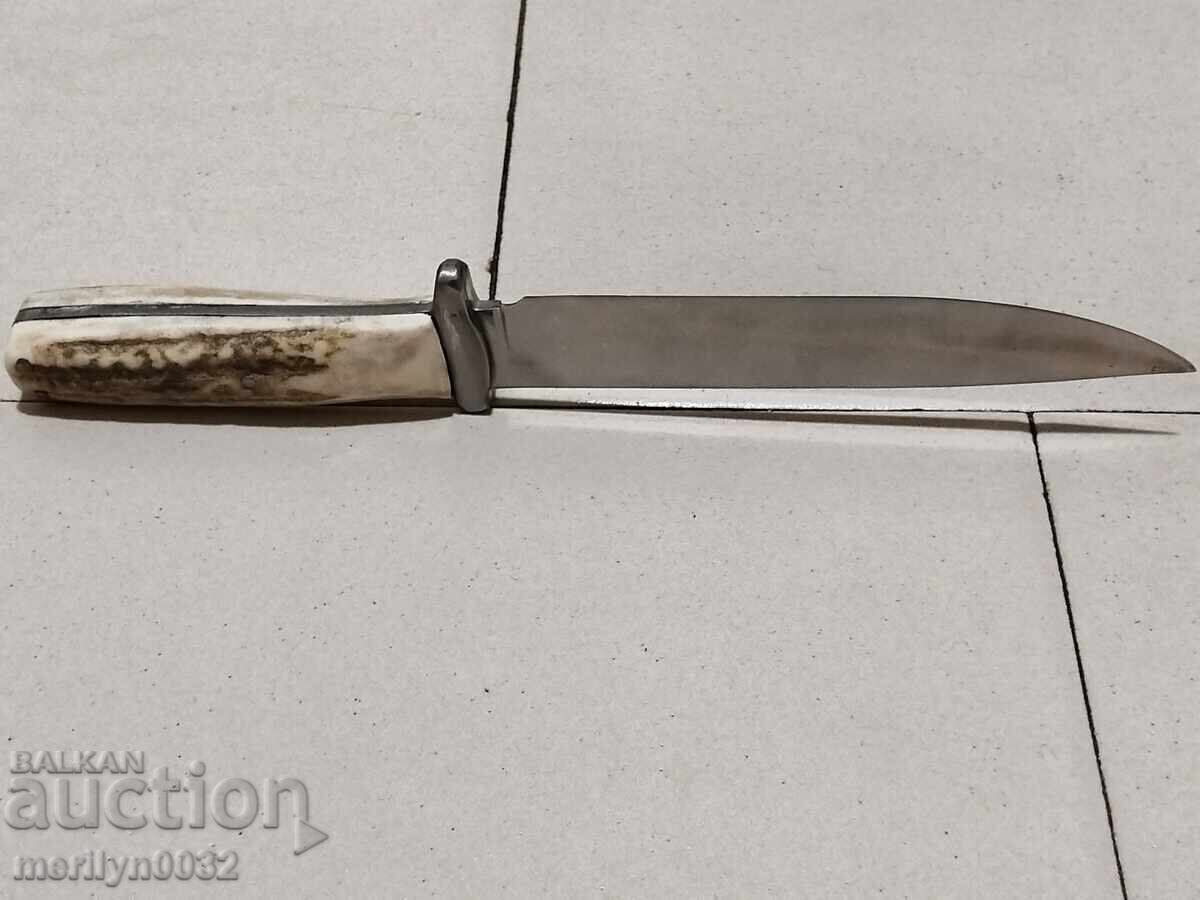 Hunting knife with handle and deer antler handle - 7