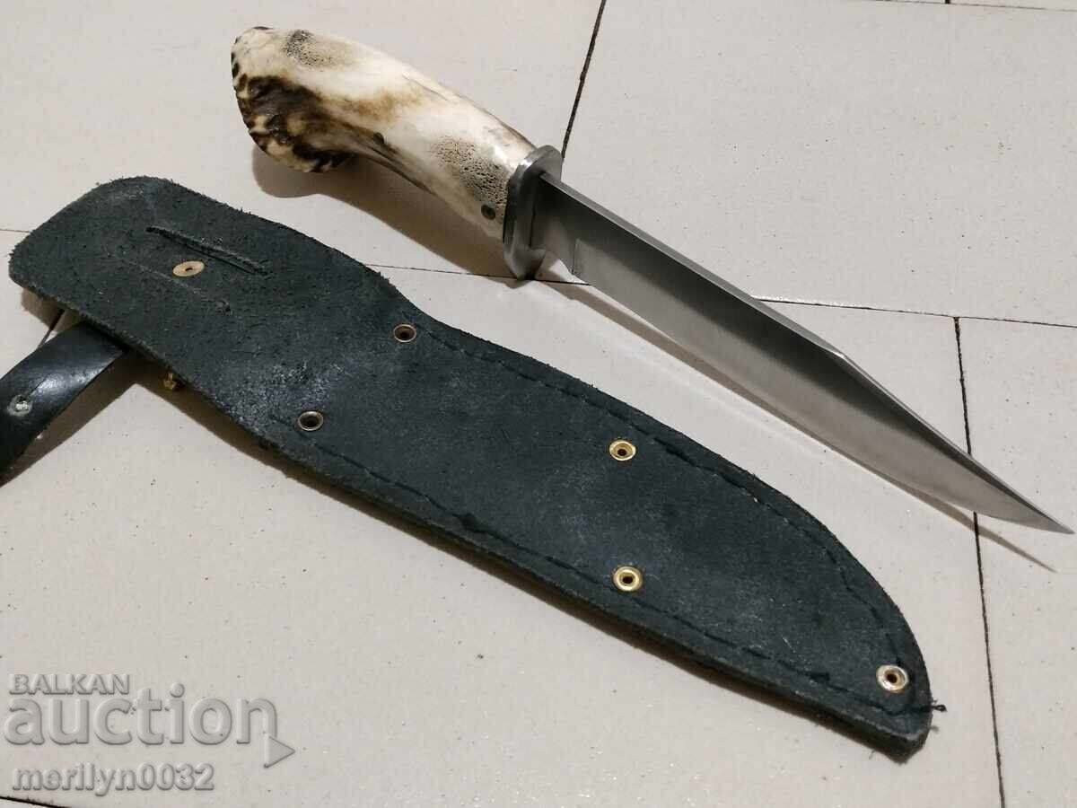 Hunting knife with handle and deer antler handle - 6 Hunting knife with handle and deer antler handle - 6