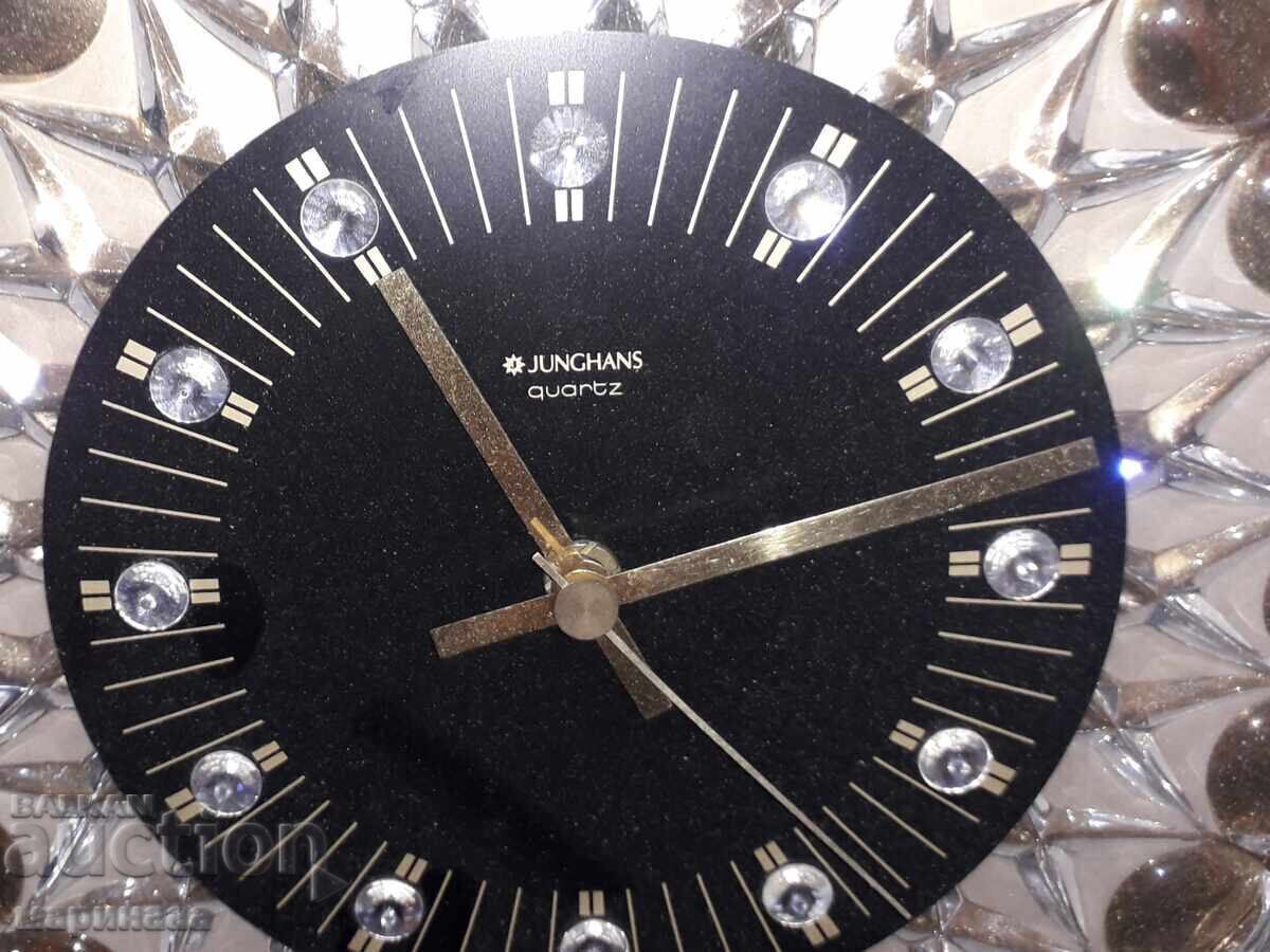 Delivery of Wall clock ''Junghans''. Crystal, 24K Gold Plated Delivery of Wall clock ''Junghans''. Crystal, 24K Gold Plated