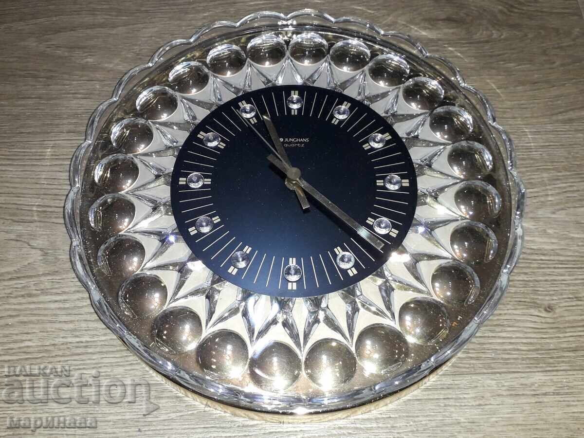 Wall clock ''Junghans''. Crystal, 24K Gold Plated - 5 Wall clock ''Junghans''. Crystal, 24K Gold Plated - 5