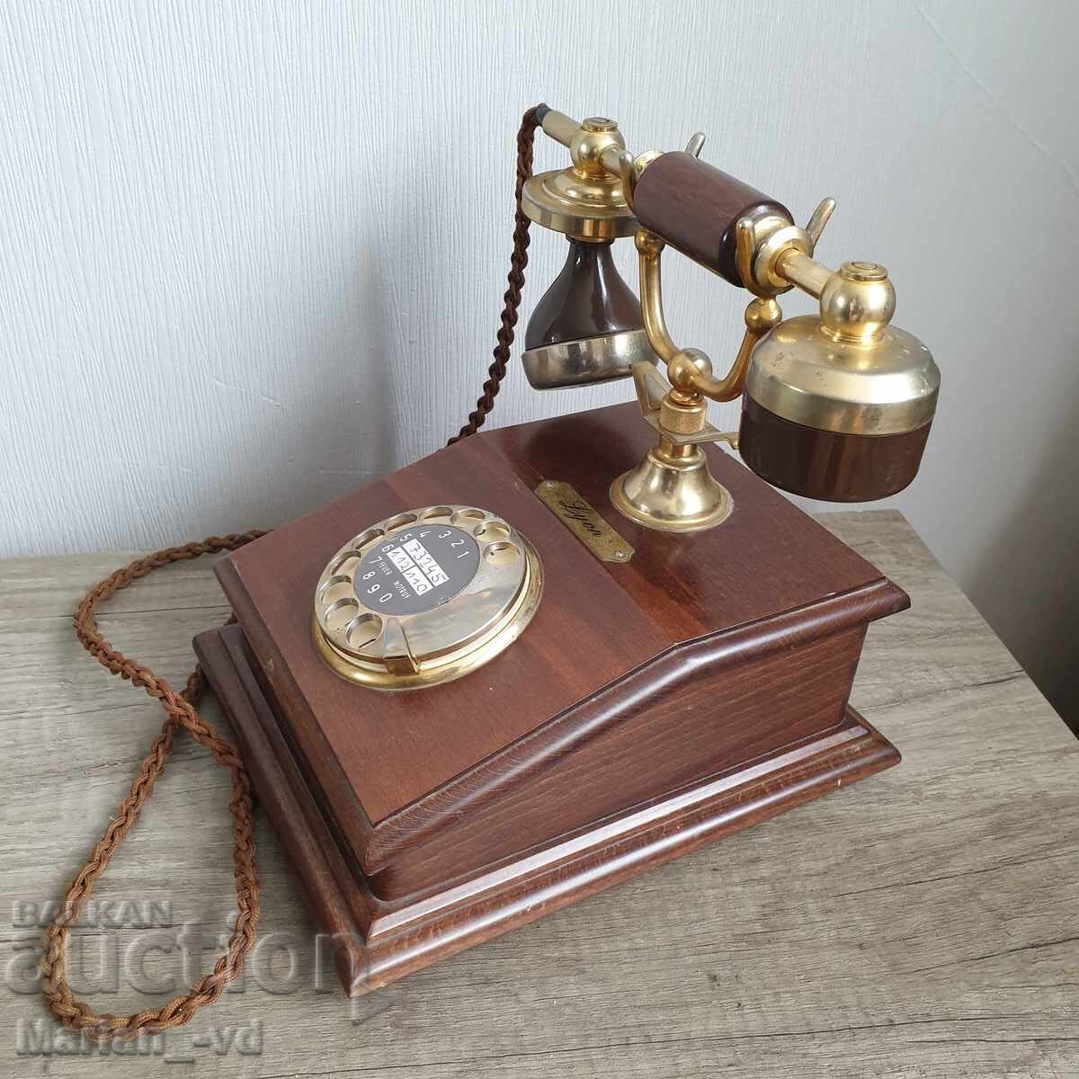 Παλιό ξύλινο τηλέφωνο μάρκας "Λιον" - 5